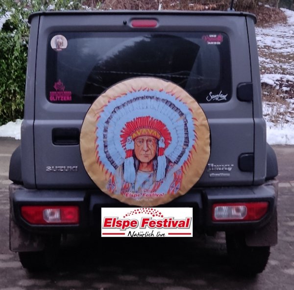 Radabdeckung Indianer mit Logo Elspe Festival - verschiedene Größen möglich